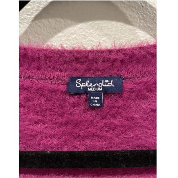 SPLENDID Fuzzy Crop Dolman Magenta Sweater - Picture 3 of 4